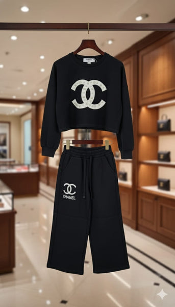 Luxury Kids Black Logo Co-Ord Set Stylish & Elegant Look