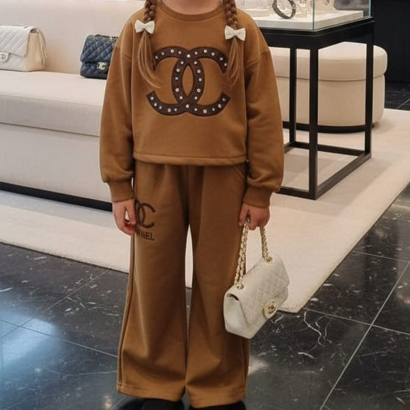 Kids Brown Logo Co-Ord Set  Trendy & Comfortable Style