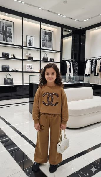 Kids Brown Logo Co-Ord Set  Trendy & Comfortable Style