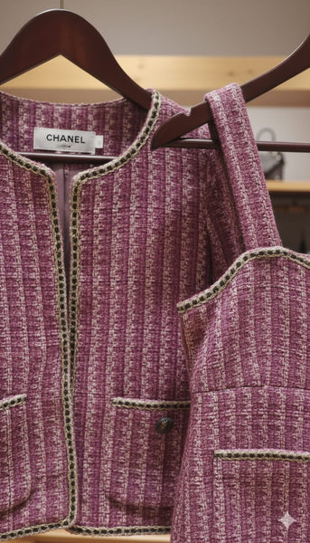 Elegant Pink Tweed Co-Ord Set Cropped Jacket & Sleeveless Dress For Kidss