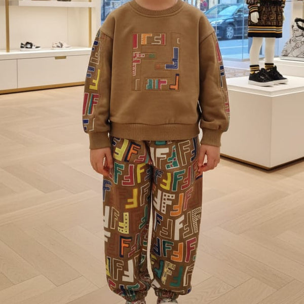 Premium Stylish Kids Logo Print Co-ordinate Set Sweatshirt & Joggers