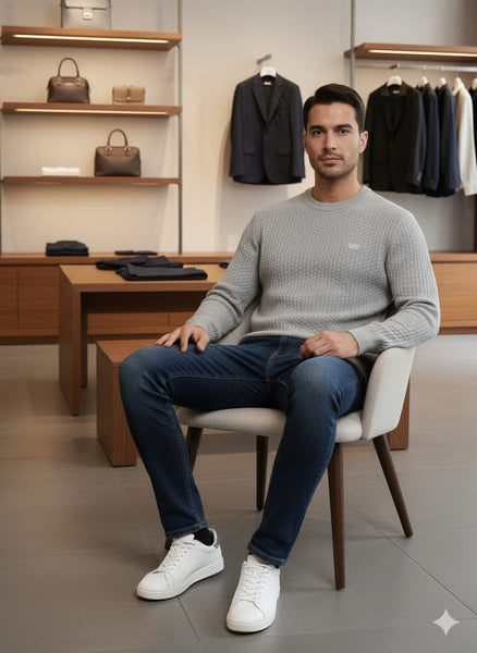 Men’s Classic Textured Knit Sweater Comfortable & Stylish Everyday Wear