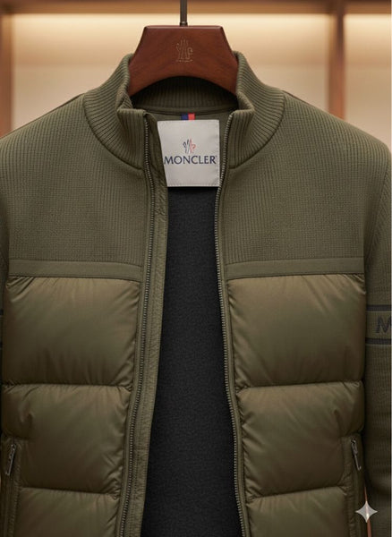 Men’s Premium Olive Green Quilted Knit Jacket