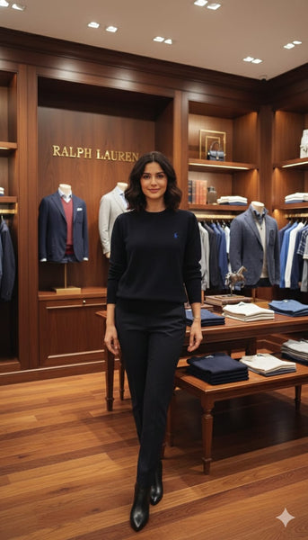 Women’s Classic Black Crew-Neck Sweater Elegant Everyday Wear