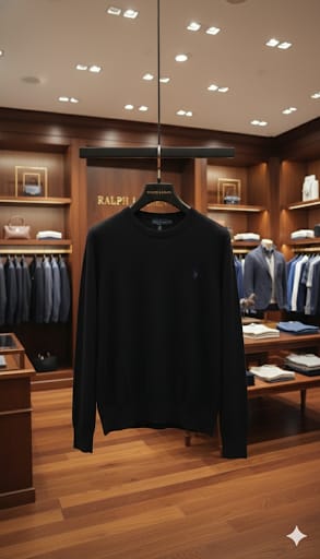 Women’s Classic Black Crew-Neck Sweater Elegant Everyday Wear