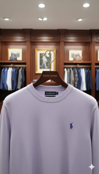 Women’s Soft Lavender Crew-Neck Sweater Elegant Casual Knitwear