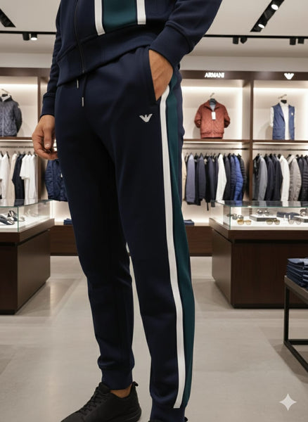 Men’s Navy Blue Luxury Tracksuit Set  Zip Jacket & Jogger Pants
