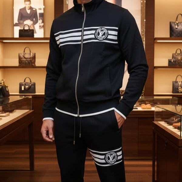 Men’s Premium Black Tracksuit Set –Zip Jacket & Joggers