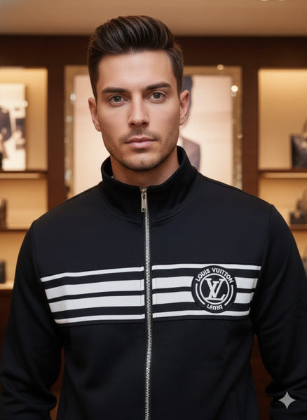 Men’s Premium Black Tracksuit Set –Zip Jacket & Joggers