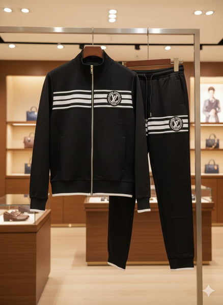 Men’s Premium Black Tracksuit Set –Zip Jacket & Joggers