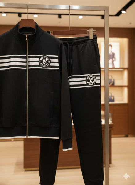 Men’s Premium Black Tracksuit Set –Zip Jacket & Joggers