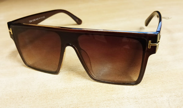 Luxury Oversized Brown Shield Sunglasses