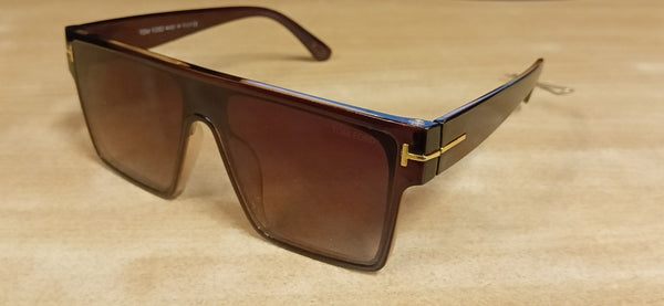 Luxury Oversized Brown Shield Sunglasses