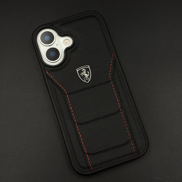 Ferrari Heritage Premium Leather Case for iPhone 17  Series Iconic Black Design