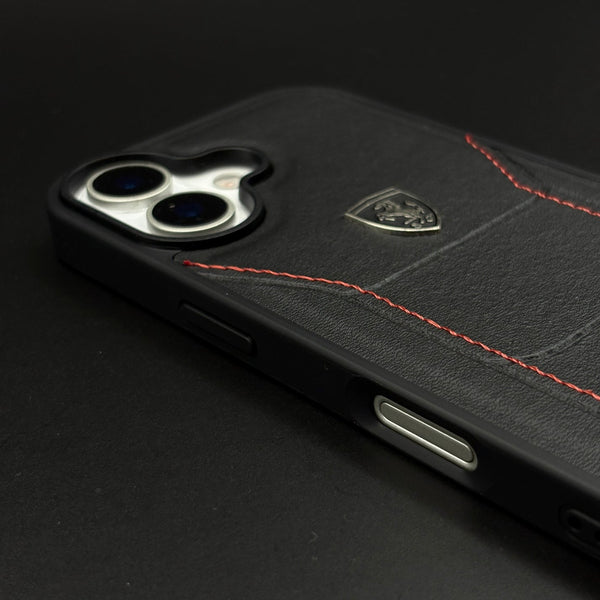 Ferrari Heritage Premium Leather Case for iPhone 17  Series Iconic Black Design