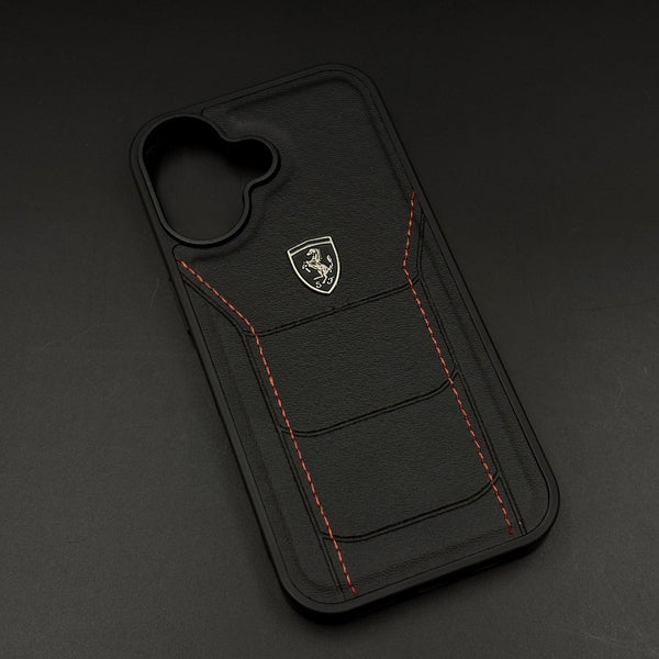 Ferrari Heritage Premium Leather Case for iPhone 17  Series Iconic Black Design