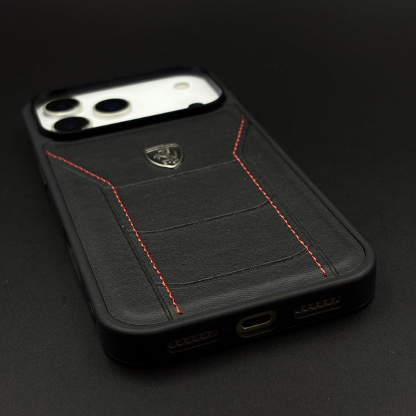 Ferrari Heritage Premium Leather Case for iPhone 17  Series Iconic Black Design