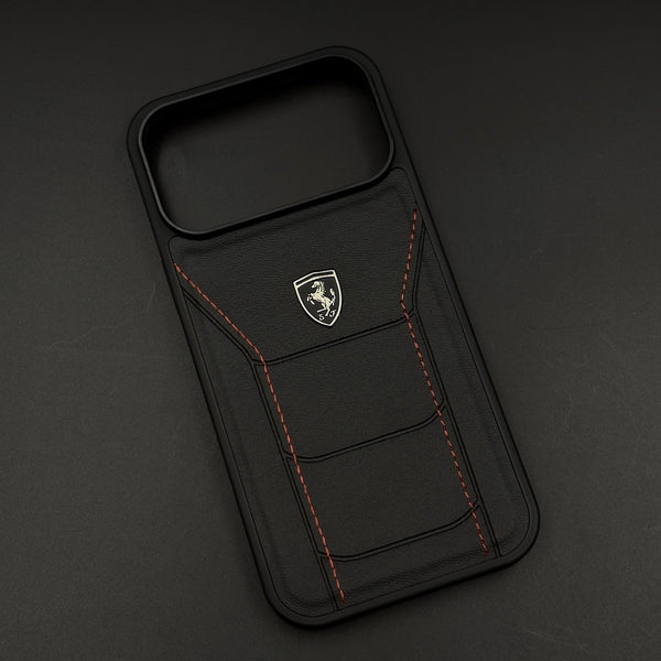 Ferrari Heritage Premium Leather Case for iPhone 17  Series Iconic Black Design