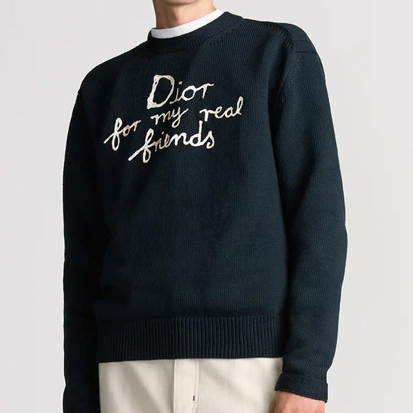 Branded  Navy Blue Knit Sweater  Effortless Luxury Statement