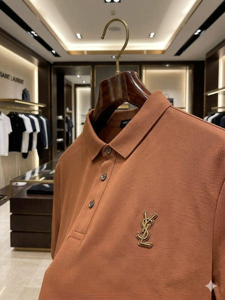 Saint Laurent YSL Men's Terracotta Orange Polo Shirt | Embroidered Logo | Premium Luxury Fashion