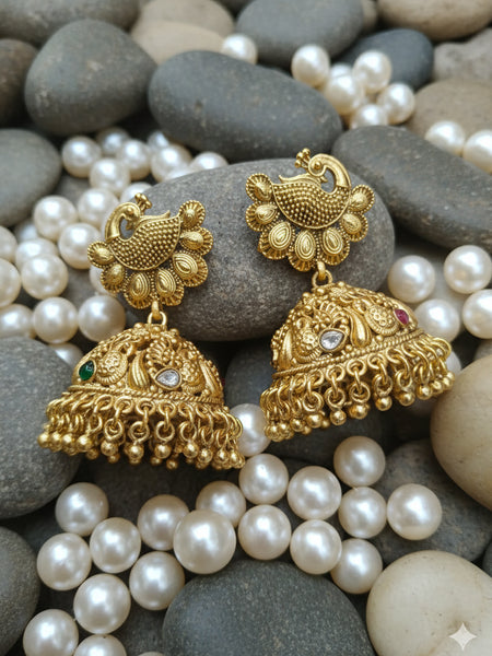 Rajawadi Necklace Traditional Antique Gold Platin  Peacock Necklace