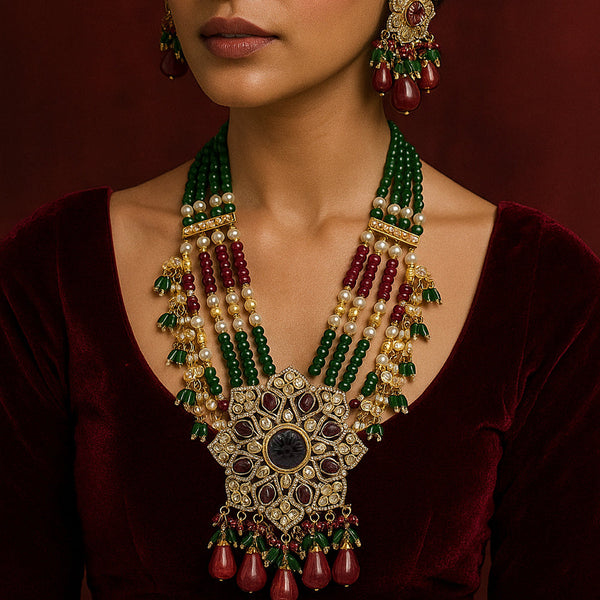 Regal Kundan Gemstone Bridal Necklace Set