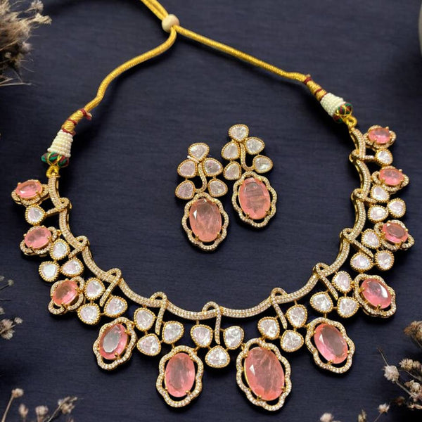 Pastel Pink Kundan Choker Necklace Set