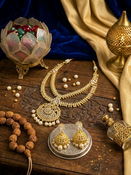 Regal Radiance South Indian Style Necklace & Jhumka Set