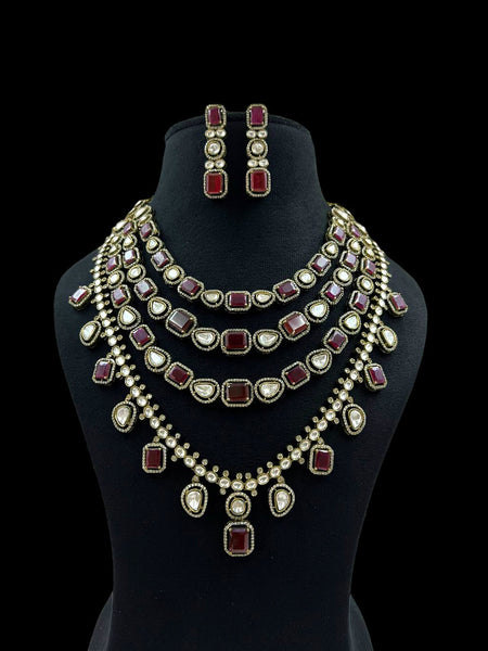 Royal Ruby Kundan Layered Necklace Set