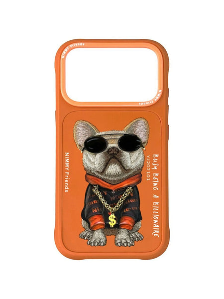 Nimmy 3D Embroidery Cool Pug Chain Swag Dog iPhone 17 Series  Back Case