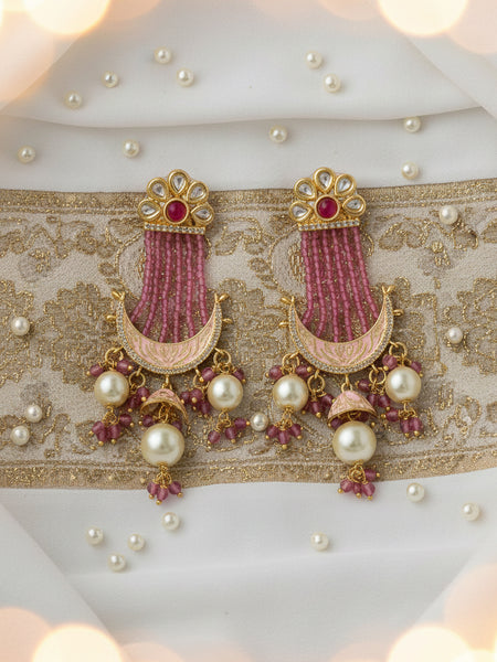 Elegant Golden Plated Brass Necklace Set with Moissanite Polki, CZ & AD Detailing