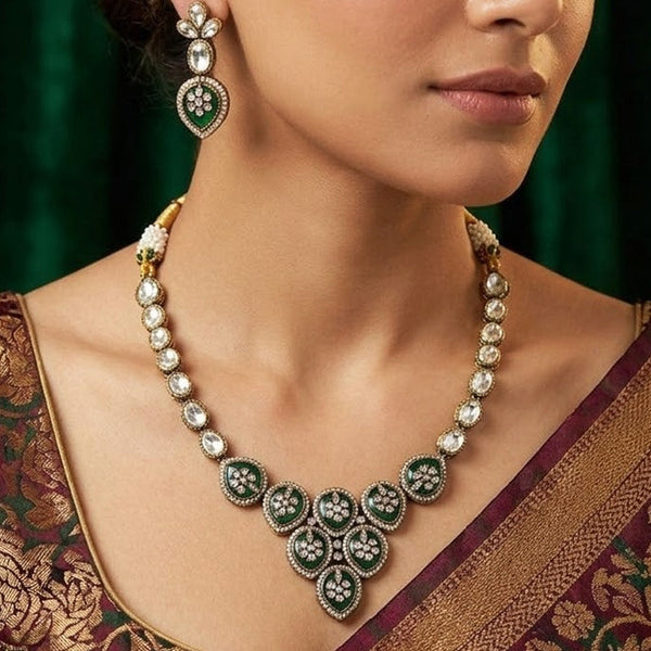 Emerald Elegance Kundan Necklace Set