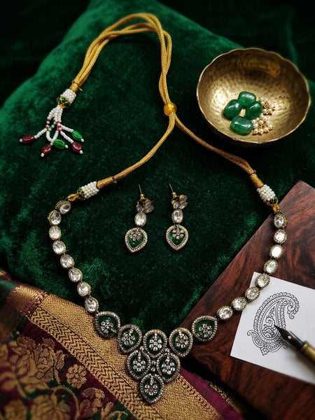 Emerald Elegance Kundan Necklace Set