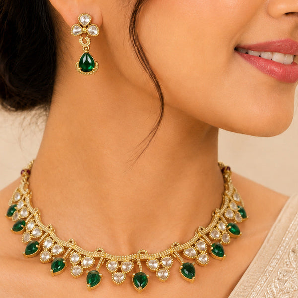 Royal Emerald & Choker Necklace Set For Women
