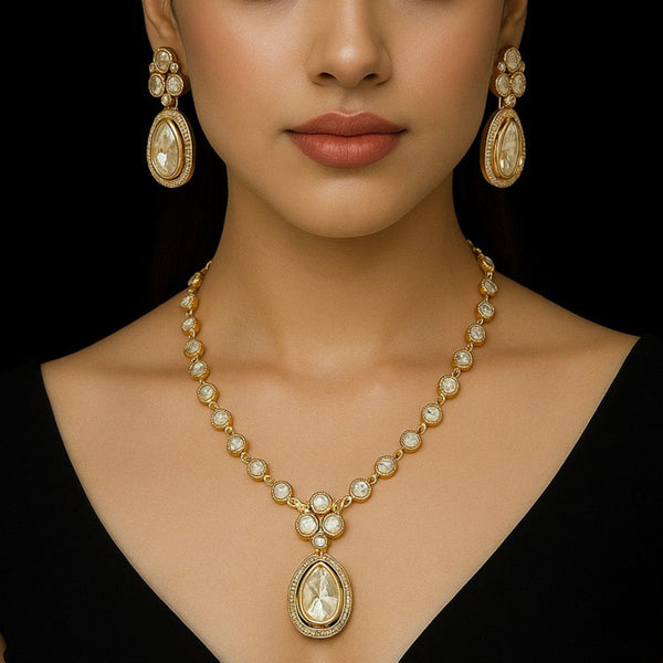 Royal Kundan Polki Necklace Set with Drop Earrings  Traditional Bridal Jewelry