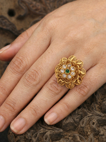 Traditional Floral Antique Adjustable Ring