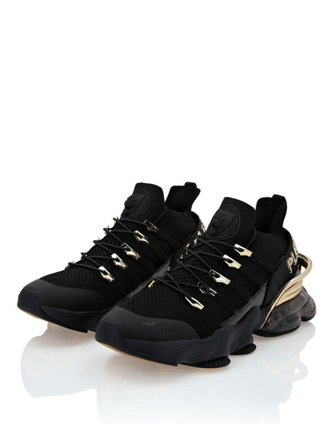 Luxury Black & Gold Sports Sneakers for Men | Premium Cushioned Designer Shoes