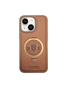 Santa Barbara Primo Series Magnetic Ring Kickstand Leather Case for iPhone 15 Series