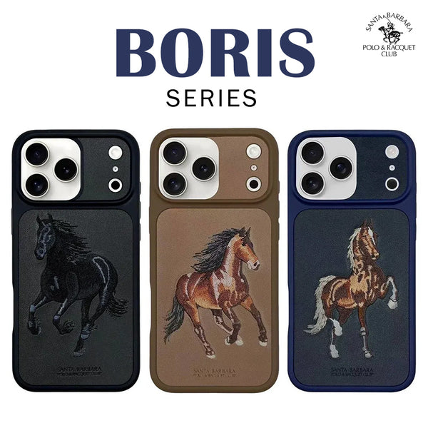 Santa Barbara Boris Series Embroided Horse Leather Case for iPhone 17 Series