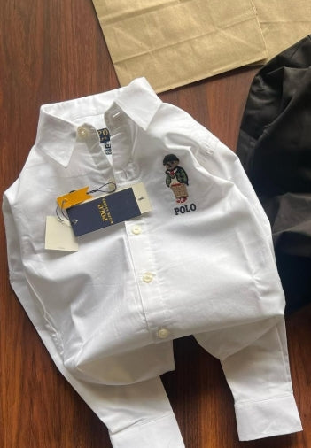 Classic White Polo Bear Shirt for Men Premium Smart Casual Style