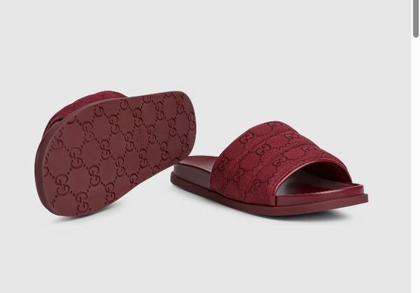 Men’s Rosso Ancora Padded GG Canvas Slide Sandals