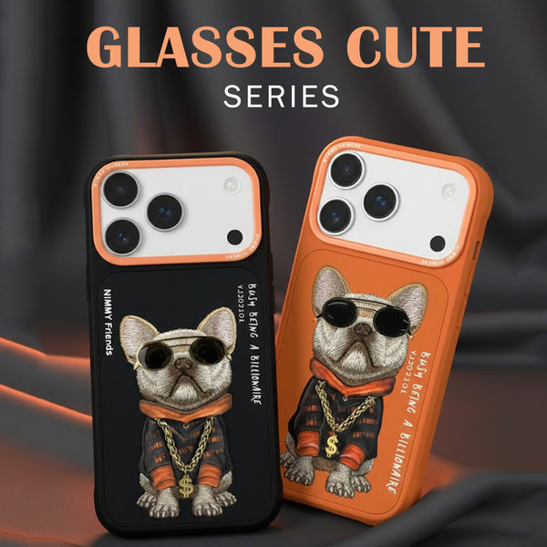 Nimmy 3D Embroidery Cool Pug Chain Swag Dog iPhone 17 Series  Back Case