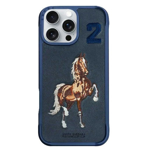 Santa Barbara Boris Series Embroided Horse Leather Case for iPhone 16 Series