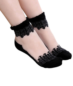 Women Embroidered Net Socks