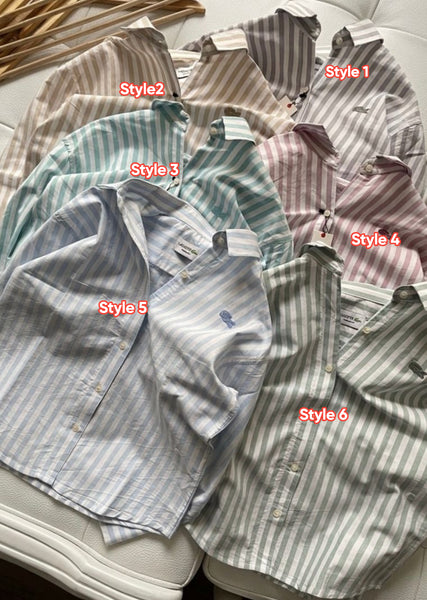 Chic Women’s Striped Button-Down Shirts Soft Pastel Everyday Style