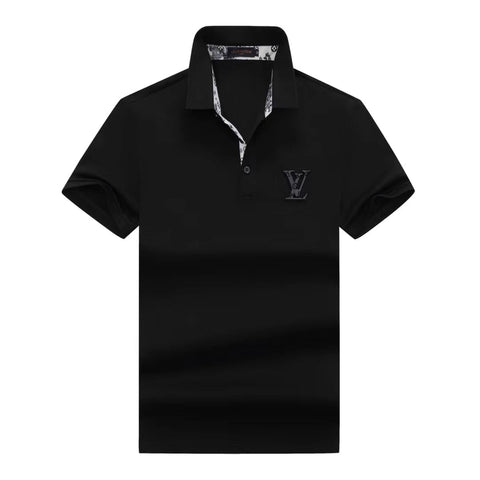 Short-Sleeved Letter Embroidery Polo T-Shirt