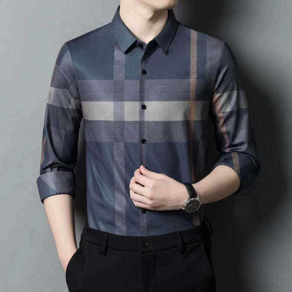 Stripe Design stretchable Long Sleeves Shirt