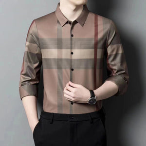 Stripe Design stretchable Long Sleeves Shirt