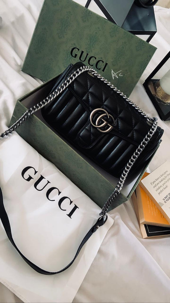 Buy Gucci Handbag Mormont Black Gold Premium Bag With Box (GG-1081) (J408)