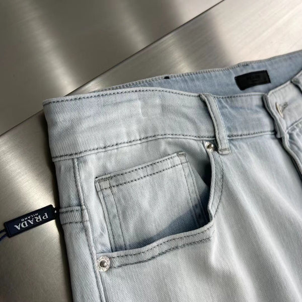 Patched Initial Stretchable Denim
